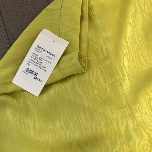 Bright green/yellow wide legged satin pants - Picture 3 of 3